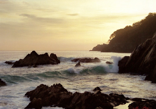 油絵 朝焼けの海