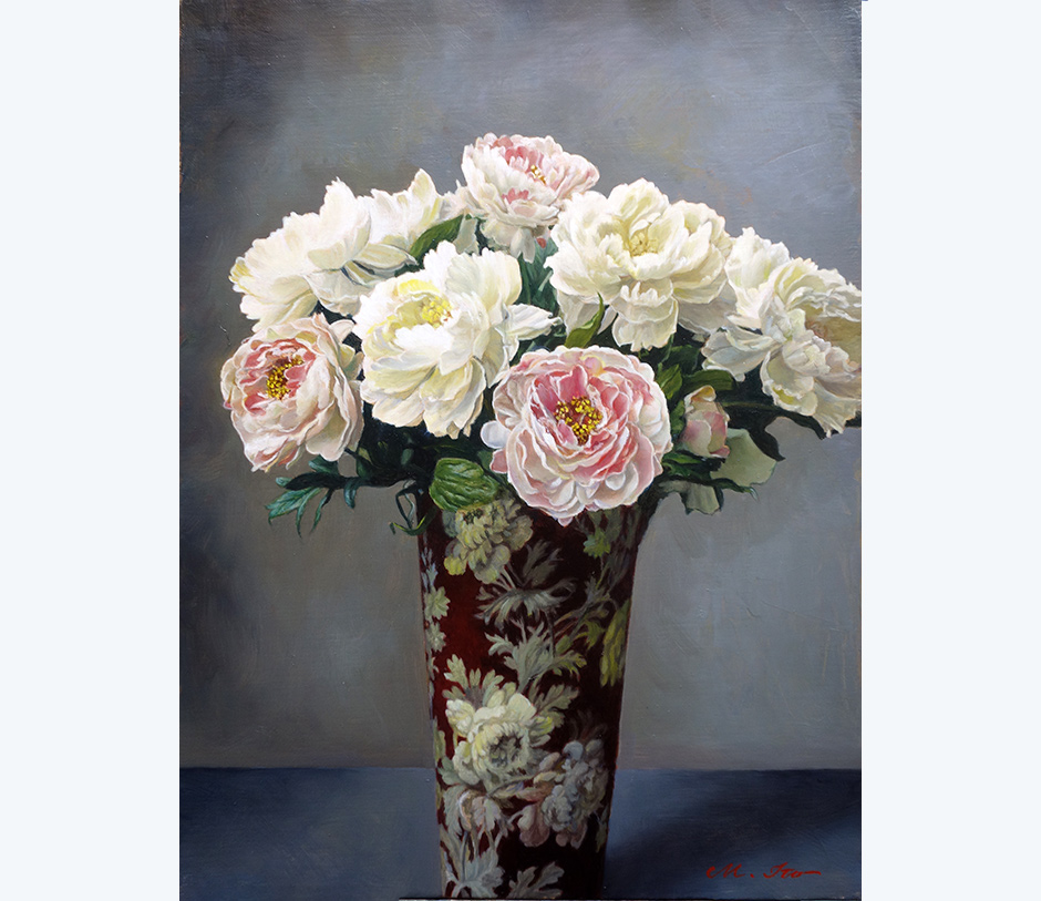 伊藤正宏 油絵 F6 「牡丹の花」