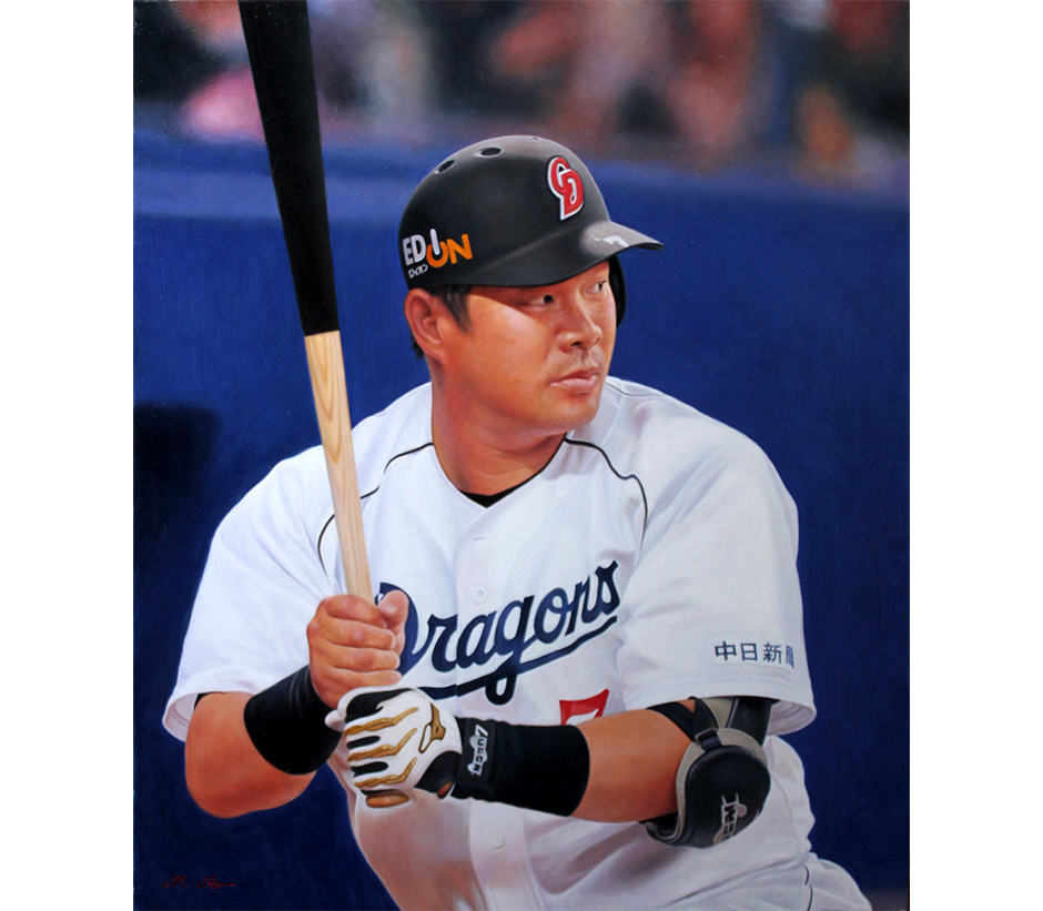 伊藤正宏 油絵 F10「山﨑武司選手の肖像」