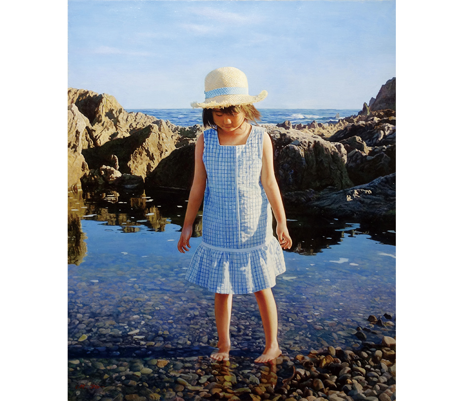 伊藤正宏 油絵 F6 「麦わら帽子の少女」